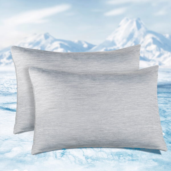 Elegear Cooling Pillowcases, 2 Pack Arc-Chill Cool Pillowcases with Double-Side Design [Cooling & Cotton Fiber], Anti-Static, Skin-Friendly, Machine Washable Hidden Zipper Pillowcases Standard-Gray