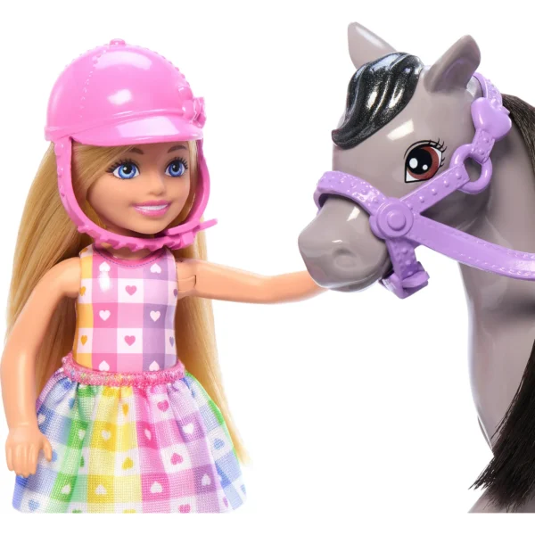 Barbie Chelsea Doll & Horse Toy Set, Includes Helmet Accessory, Doll Bends at Knees to “Ride” Pony - Image 5