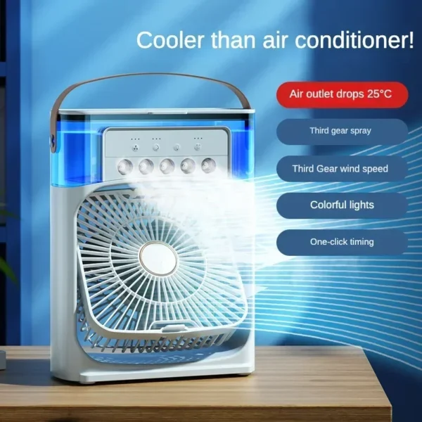 Portable Air Conditioning Fan 5-Hole Spray Humidified USB Quiet Mobile Air Conditioner Cooling Cooler Fan for Desktop Office - Image 3