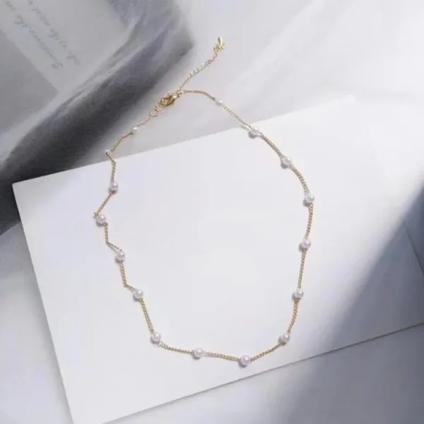 New Beads Women's Neck Chain Kpop Pearl Choker Necklace Gold Color Goth Chocker Jewelry On The Neck Pendant 2022 Collar For Girl - Image 2