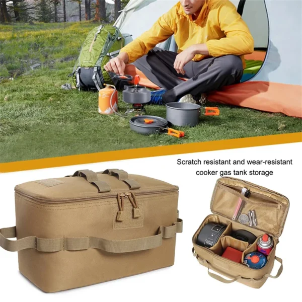 PACOONE Outdoor Camping Gas Tank Storage Bag Large Capacity Ground Nail Tool Bag Gas Canister Picnic Cookware Utensils Kit Bag - Image 2