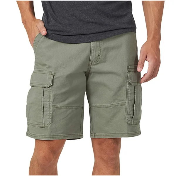 2024 new solid color Men's shorts Fashion Men's Pocket Zipper Resilience Leisure Time Tooling Shorts Pants - Image 3