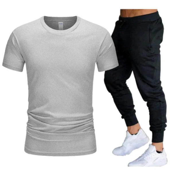 2024 summer sports cotton T-shirt short sleeve trousers two-piece men's casual sports suit jogging fashion men's wear - Image 5