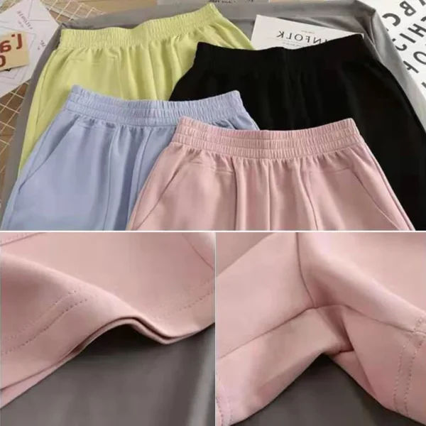 Women Summer High Elastic Shorts Casual Loose Straight Pants High Waist A-word Sports Hot Pant For Lady Comfortable Homewear - Image 5