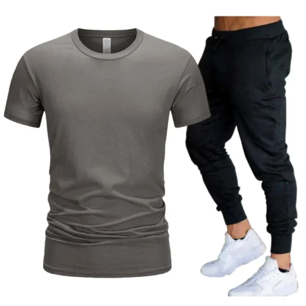 2024 summer sports cotton T-shirt short sleeve trousers two-piece men's casual sports suit jogging fashion men's wear - Image 6