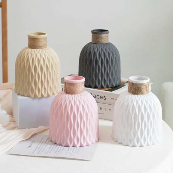 Modern Flower Vase Imitation Ceramic Flower Pot Decoration Home Plastic Vase Flower Arrangement Nordic Style Home Decoration - Image 3