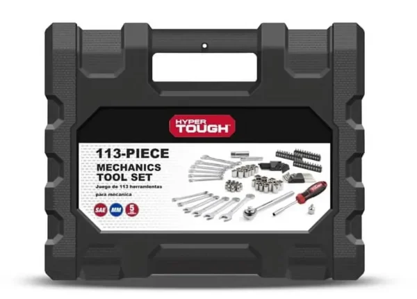 Hyper Tough 113 Piece 1/4 and 3/8 inch Drive SAE Mechanics Tool Set, New Condition