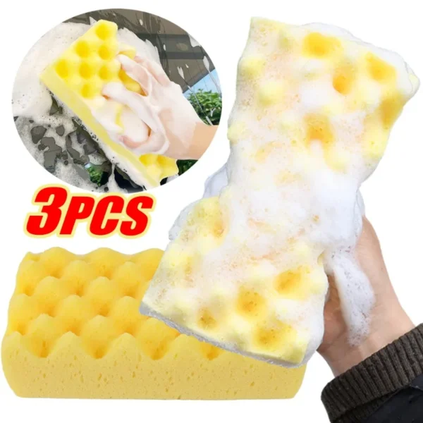 Large Car Wash Sponge Block Car Body Cleaning Stain Removal High Density Wave Pattern Water Absorbent Sponge Car Paint Care Tool