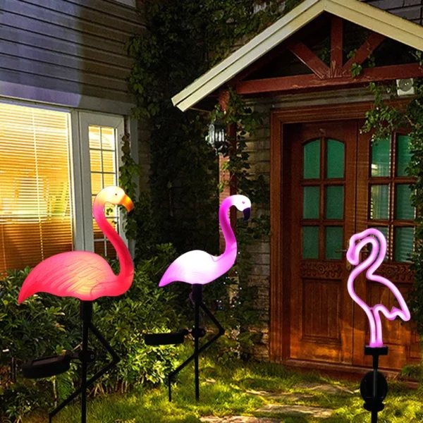 Solar Flamingo Light LED Outdoor Courtyard Lamp Garden Light Waterproof Stake Light Pathway Decor Solar Patio Ground Lantern - Image 2