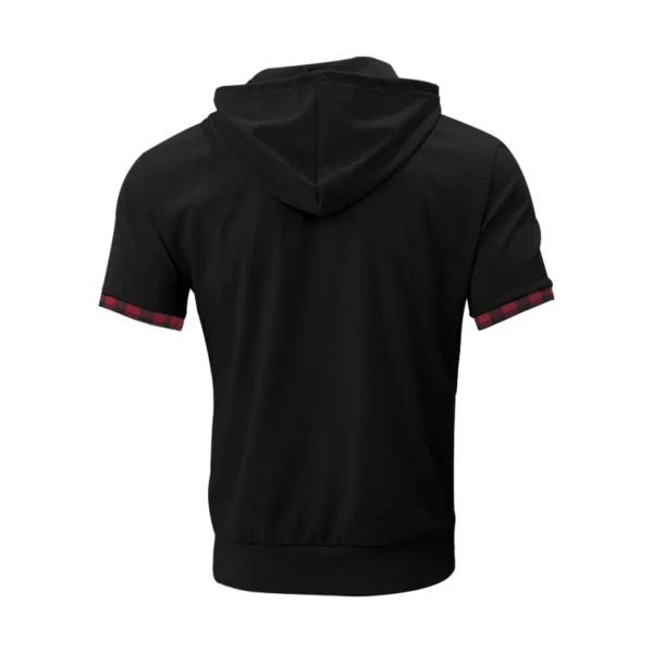 Men's solid color hooded short-sleeve suit thin breathable suitable for summer leisure sports street trend - Image 3