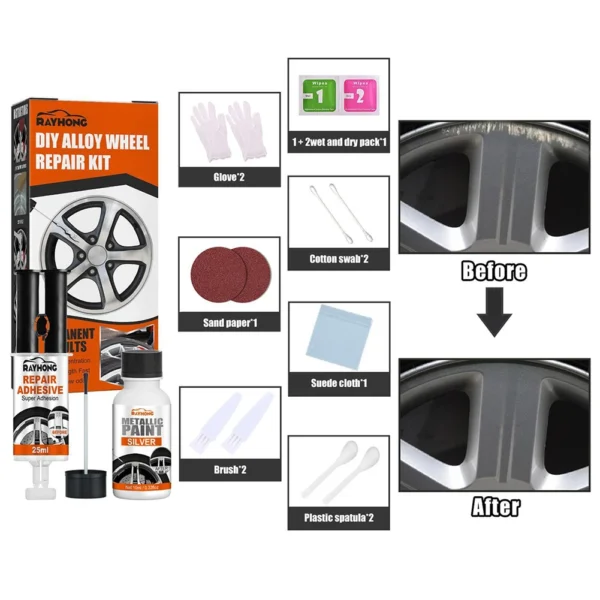 Car Rim Care Wheel Restoration Repair Kit Universal Alloy Wheel Rim Scratch Repair Kit For Car Scratch Fix Quick - Image 5