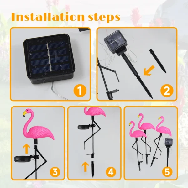 Solar Flamingo Light LED Outdoor Courtyard Lamp Garden Light Waterproof Stake Light Pathway Decor Solar Patio Ground Lantern - Image 6