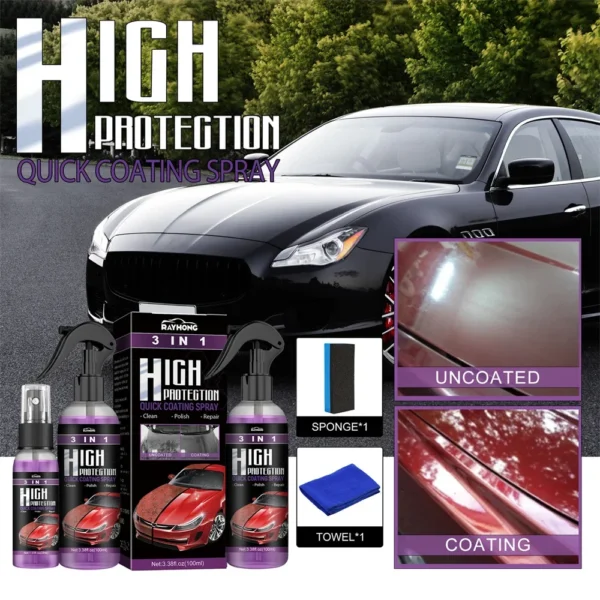 3 In 1 Car Ceramic Coating Spray Auto Nano Ceramic Coating Polishing Spraying Wax Car Paint Scratch Repair Remover 30ml/100ml - Image 2