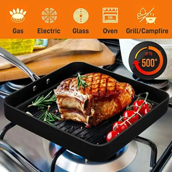 Nonstick Stove Top Grill Pan Hard Anodized Nonstick Grill & Griddle Pan Cookware Bbq Accessories Tools Free Shipping Barbecue - Image 2