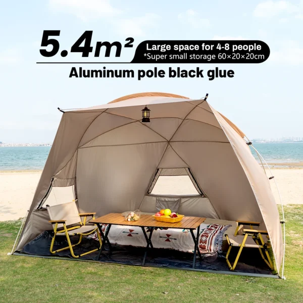 Sonuto Outdoor 4-7 People Camping Park Beach Tent Vinyl Sunscreen Folding Portable Canopy Rainproof And Sunscreen Shelter