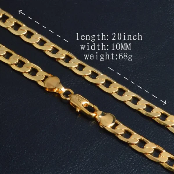 Gold Chain Rough Necklace Hot Long Necklace Fashion Jewelry 18 K 4/6/8/10MM 50cm 20inch Men Chain Necklace Wholesale - Image 2