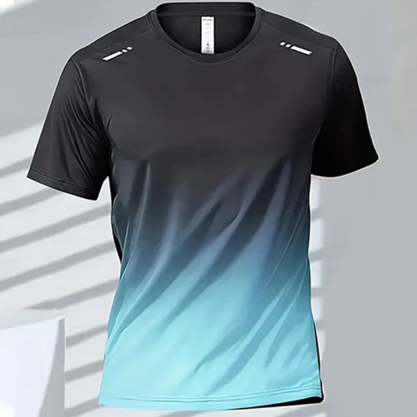 Men's T-shirts Sports Running T-shirt Quick-drying Gradient Short Sleeve Tees Outdoor Workout Basketball Training Running Outfit - Image 4