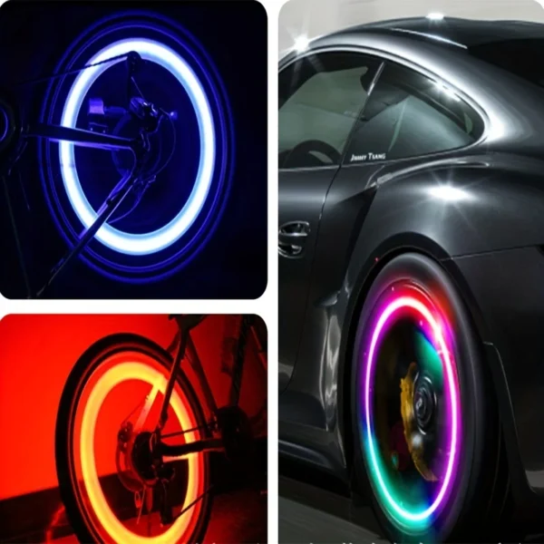 2pcs Car Colorful Hot Wheels Intelligent Dual-sense Tire Lamp Cool Wheel Lamp Wheel Arc Lantern Valve Hot Wheels Lamp - Image 5