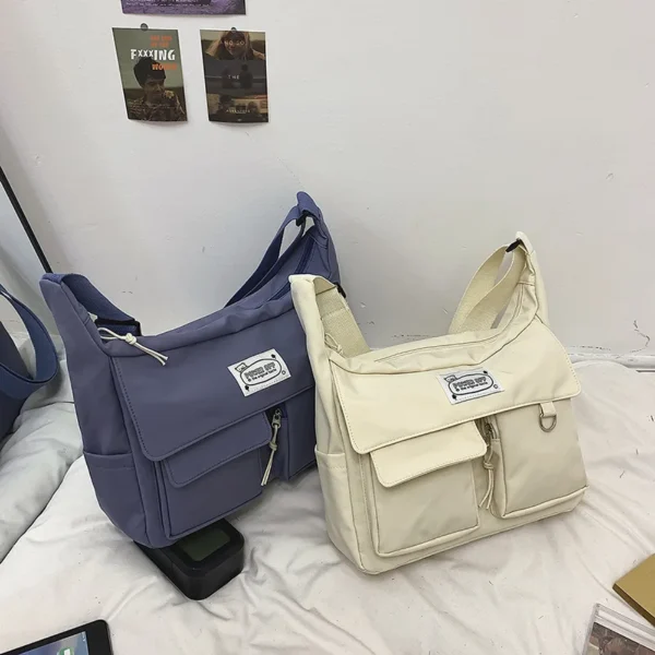 Korean Ulzzang Messenger Bag Women New 2023 Nylon Bags Multipockets Crossbody Bags For Women School Book Shoulder Bag Girls Sac - Image 3