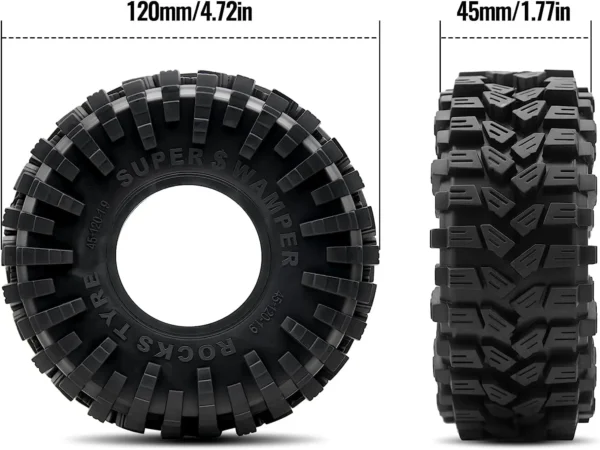 1.9inch RC Tires RC Rubber Tyre Set Wheel Tires 1/10 RC Crawler Tires for SCX10 90046 SCX10 UTB18 TRX4 6 Redcat Gen8 7VS4-10 - Image 5