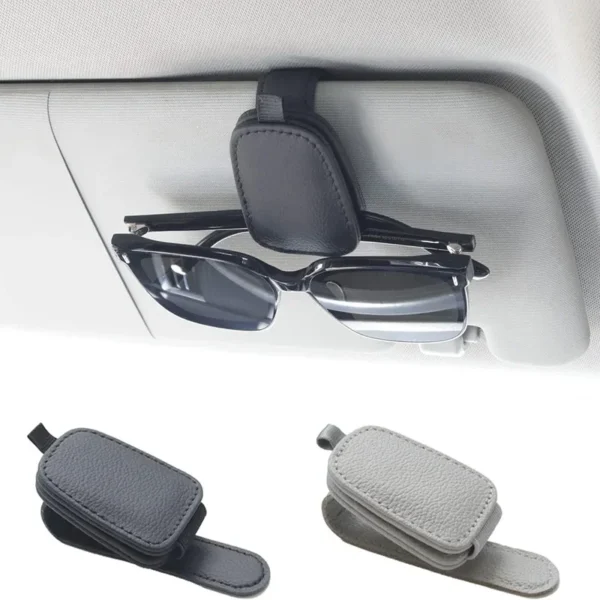 Sunglasses for Car Visor - Magnetic Leather Sunglasses Holder and Ticket Card Clip - Car Visor Accessories car glasses holder