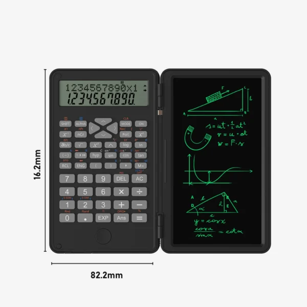 Scientific Calculator with Erasable Writing Board 240 Functions 2 Line LCD Display Foldable Financial Math Calculator School - Image 2