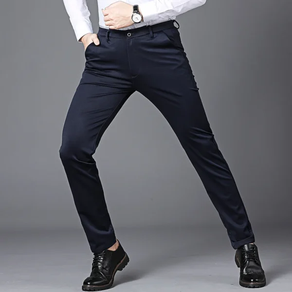 Male Pants Stretch Solid Black Smart Casual Men's Trousers Office Quick Dry Suit Pants New Spring Autumn Korean Straight Pants - Image 2