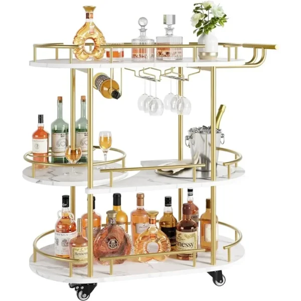 Bar Serving Car Wine Rack Kitchen Home and Kitchen 3 Tier Bar Carts for The Home Barware Dining Freight free