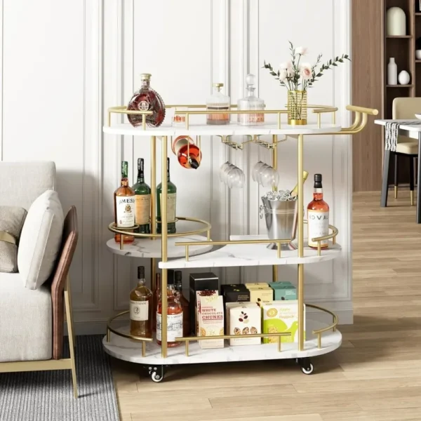 Bar Serving Car Wine Rack Kitchen Home and Kitchen 3 Tier Bar Carts for The Home Barware Dining Freight free - Image 6