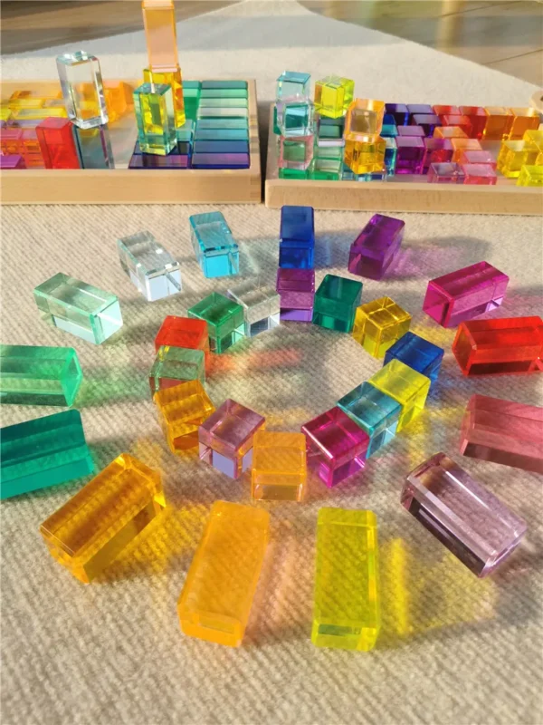 New Design Montessori Toys See Through Rainbow Lucite Stacking Blocks Acrylic HighTransparent for Kids Open Play - Image 3