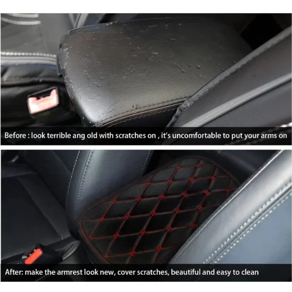 Universal Car Leather Armrest Mat Auto Armrests Storage Box Mats Dust-proof Cushion Cover Armrest Protector Waterproof Interior - Image 2