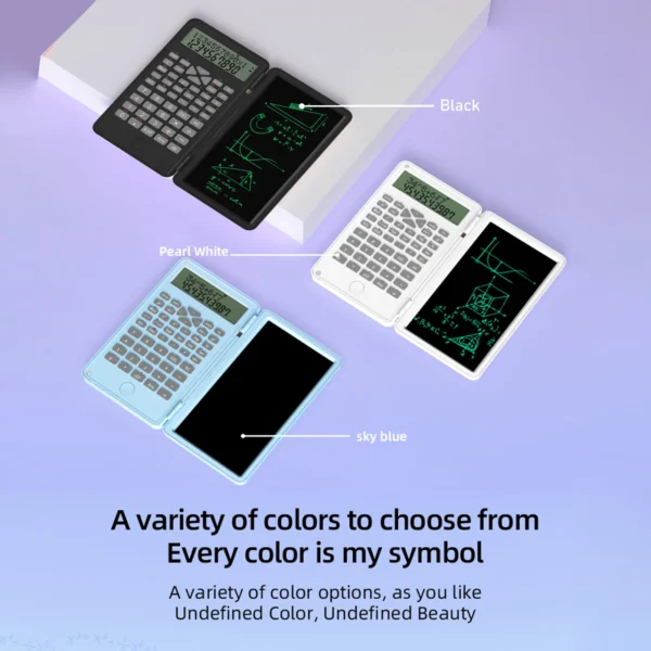 Scientific Calculator with Erasable Writing Board 240 Functions 2 Line LCD Display Foldable Financial Math Calculator School - Image 2