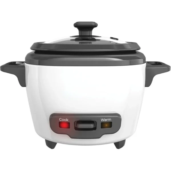 3-Cup Electric Rice Cooker with Keep-Warm Function, White - Image 4