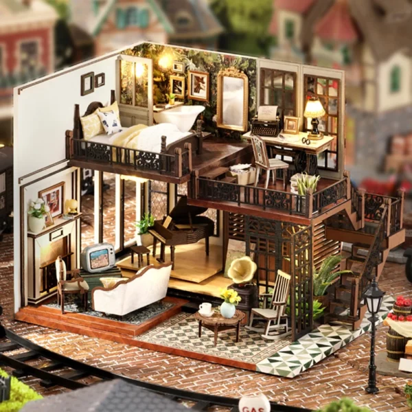 DIY Wooden Doll Houses Diorama Toys Kids Miniature Dollhouse Puzzle Model Miniature Doll House Battery Powered Kits for Children - Image 2