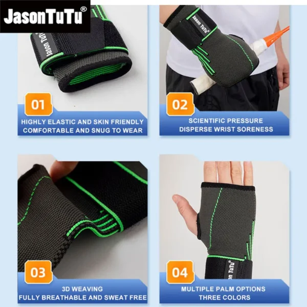 JASONTUTU 1PC Gym Fitness Gloves Wrist Support Sports Wristband Therapy Protector Fingerless Safety Body Building Entertainment - Image 6