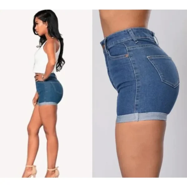 Curled Denim Shorts Hot Pants Biker Shorts Women Booty Shorts Shorts women 2024 New European and American Clothing - Image 4