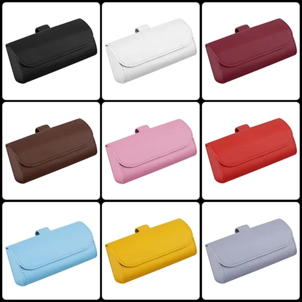 PU Leather Sunglasses Box Car Visor Sunglasses Case Clip Hanger Magnetic Fastener Eyeglasses Storage Auto Interior Accessories - Image 6