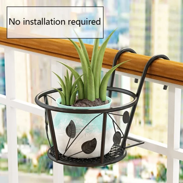 Outdoor Hanging Basket Plant Iron Racks Fence Balcony Round Flower Pots Hanging Planter Stand Holder Garden Decoration - Image 2