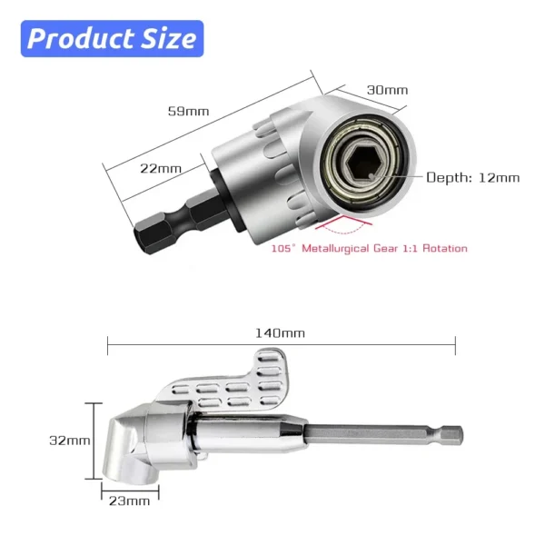 105 Degree Elbow Screwdriver Set Holder Adjustable Turning Nozzles For Screwdriver Hand Tools Magnetic Bit Socket Power Drill - Image 6