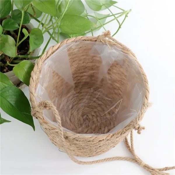 Garden Hanging Planter Macrame Plant Storage Basket Jute Rope Woven Indoor Outdoor Flower Pot Holder Plant Hangers Home Decor - Image 2