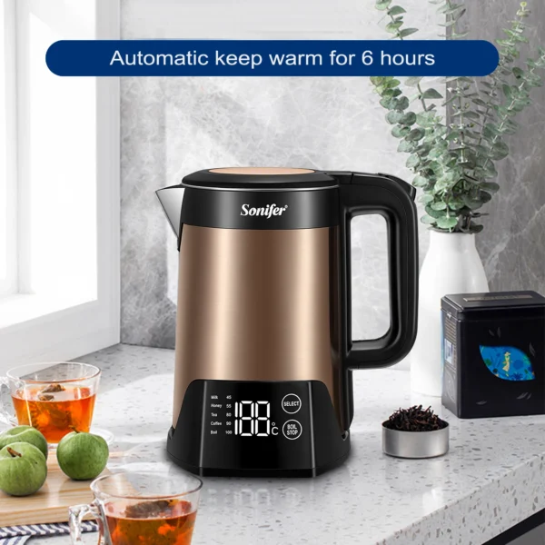 1.5L Electric Kettle Tea Coffee Thermo Pot Appliances Kitchen Smart Kettle With Temperature Control Keep-Warm Function Sonifer - Image 4