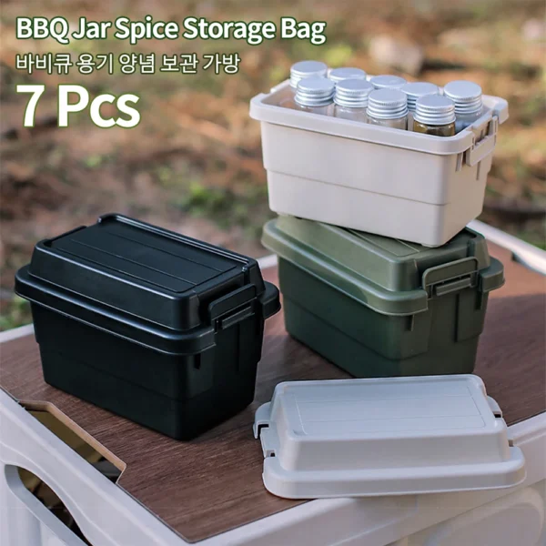 7Pcs Spice Shaker Seasoning Dispenser Spice Containers Travel Spice Kit Set with Travel Storage Bag for Outdoor Camping Cooking