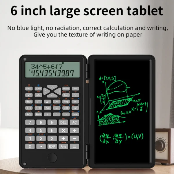 Scientific Calculator with Erasable Writing Board 240 Functions 2 Line LCD Display Foldable Financial Math Calculator School