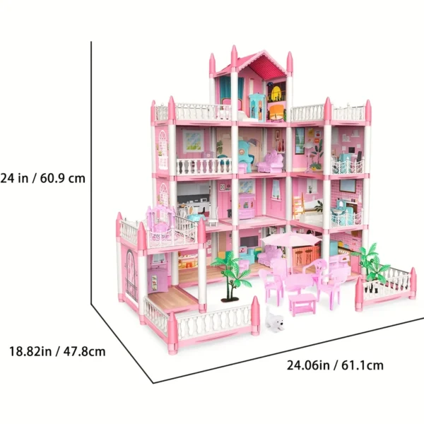 Children's Music Doll House Assembly Villa House 3D DIY Dream Princess Castle Villa Assembly Doll House Set Toy Girl Family Toy - Image 5