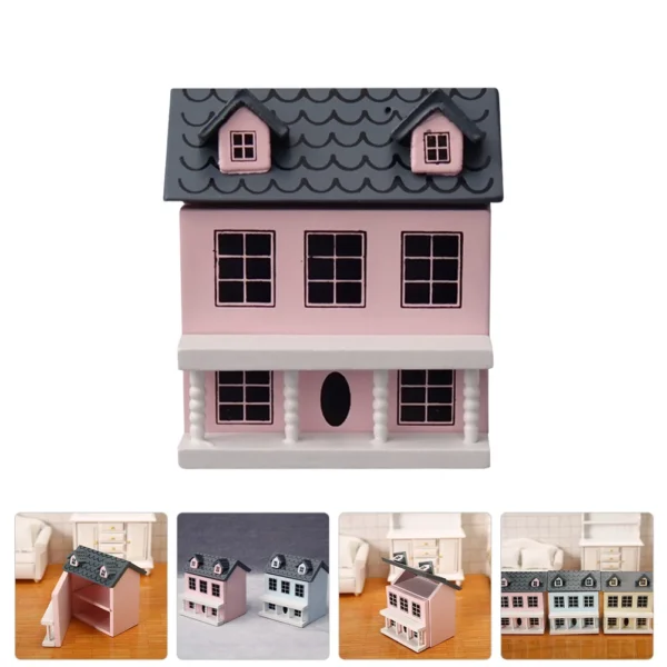 Villa Small House Portable Dollhouse Toy Model Miniature Kits Tiny Wooden Ornament Christmas