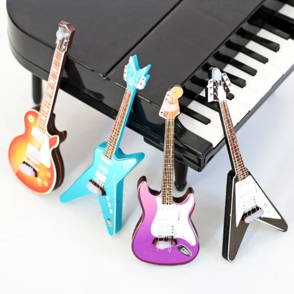 1/12 Dollhouse Guitar Toys Dollhouse Musical Instrument Model Dolls House Decoration Accessories - Image 4