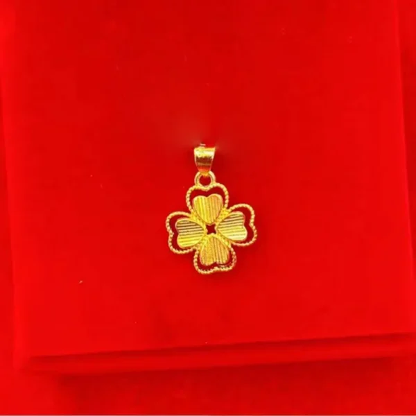 Shiny Pure 14 K Gold Color Clover Pendant Necklace for Women's Gold Color Necklace Chain Valentine's Day Wedding Jewelry Gifts - Image 2