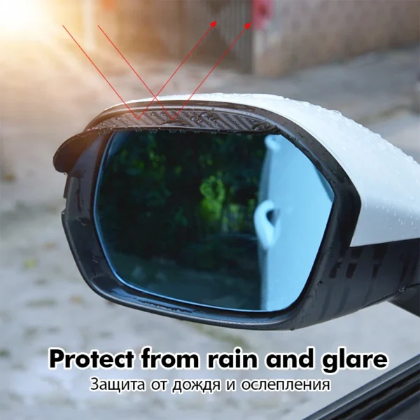 2PCS Car Rearview Mirror Rain Eyebrow Carbon Fiber Sun Visor Shade Cover Protector Clear Vision for Rain Car Mirror Accessories - Image 3