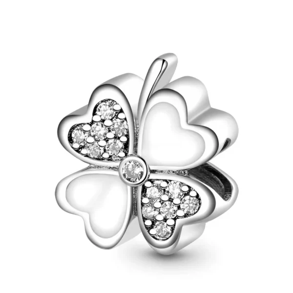 White Series 925 Sterling Silver Plated Clover Star House Lock Women DIY Jewelry Bead Pendant Fit Original Bracelet - Image 6