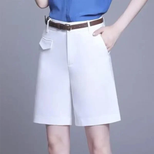 Women's High Waist Summer Shorts Fashion Solid Color Casual Short Pants Female Orange Button Fly Loose Bermuda Shorts for Women - Image 2